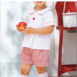 Shrimp and grits short set boy / girl 3t apple
